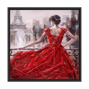 Elegant Printed <b>Canvas</b>: Woman in Red Dress Art,BLACK <b>FRAMED</b> <b>CANVAS</b> - Product Image 2