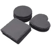 Ensemble de sous-verres carrés en ardoise naturelle, résistants à la chaleur, épaisseur 10 mm, style moderne et minimaliste, impression personnalisée pour hôtels et salons de thé