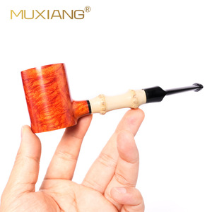 Muxiang Wooden Tobacco Pipe Straight Handle Briar Wood Handmade Smoking Pipe For Men - Product Image 1