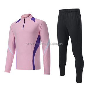 Conjunto de Uniforme Deportivo de Fútbol Personalizable con Etiqueta Tejida y Logotipo Impreso, Media Cremallera, Manga Larga, Transpirable, para Adultos y Niños - Product Image 3