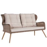Feuchtigkeitsbeständiges Hochwertiges Langlebiges Sofa-Set Minimalistisches PE Halbkreisförmiges Rattan-Geflecht Outdoor-Sofa-Set