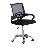 Chaise de bureau minimaliste à dossier mi-haut en maille avec base chromée, respirante, ergonomique, avec roulettes pivotantes et accoudoirs, idéale pour les petites pièces et salles d'étude
