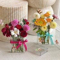 Boîte à fleurs carrée transparente en acrylique en forme de livre pour la Journée des enseignants, emballage créatif pour bouquets, matériel cadeau, boîte de présentation pour table