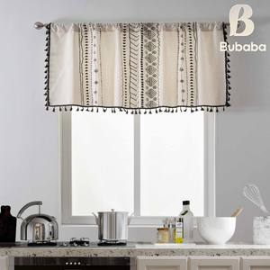 Rideaux courts en <span class=keywords><strong>toile</strong></span> imprimée de style américain Bubaba - Semi-occultants Translucides Poche à tringle Compatible avec les baies vitrées Utilisation en cuisine - Product Image 2