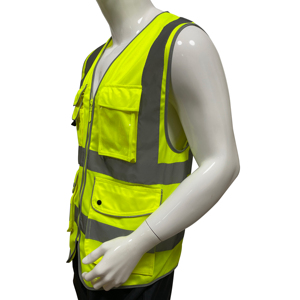 Üretim güvenlik yelek özel logo inşaat cepler yelek yüksek görünürlük ile yansıtıcı güvenlik kıyafeti fermuar - Product Image 4