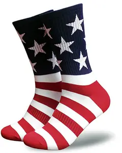 Chaussettes hautes à la cheville motif drapeau américain rayé amusant personnaliser robe ou hommes fête de l'indépendance coton équipage chaussettes hautes à la cheville