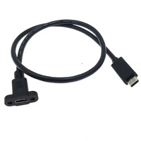 Adaptador USB 2.0 Tipo C Hembra Personalizado para Montaje en Panel con Rosca, 480 Mbps a USB A, B, C, Micro, MINI B Macho Recto y en Ángulo