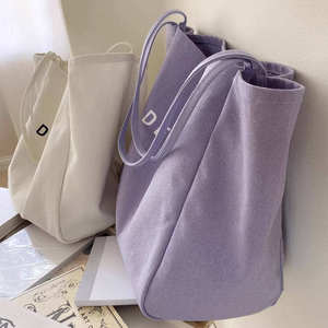 <b>Large</b> capacity reusable solid color shopping canvas shoulder <b>bag</b> canvas shopping <b>bag</b> - Product Image 4