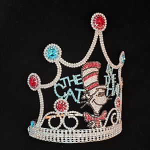 Couronne de concours de beauté en strass rouge de 8 pouces, motif chat Dr Seuss - Product Image 3
