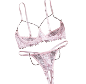 2025 European Luxury Comfort Lace Lingerie Seductive Open Crotch <strong>Panties</strong> Open Cup Bralette Pure Temptation - Product Image 2