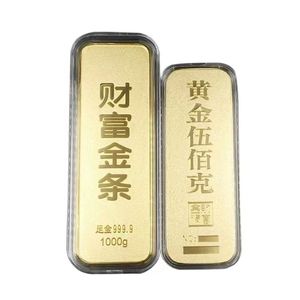 하이 퀄리티 주문 제작 1000g 골드 도금 금괴 바 인기있는 기념 금속 주조 - Product Image 3
