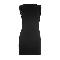 Viviblook D25DS593 Vestido Mini Sexy sin Mangas con Cuello Redondo y Color Sólido para Mujer, Estampado Digital, Estilo Bodycon, Novedad de Verano