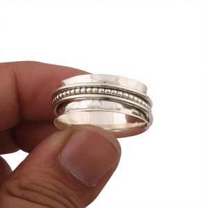 925 Sterling Silver Wedding Band <b>Spinner</b> <b>Ring</b> Minimalist Geometric Design Unisex Fine Jewelry - Product Image 1