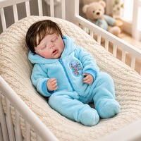 Boneka Bayi Reborn 20 Inci, Vinyl Lembut, Dilukis Tangan, Realistis, Boneka Bayi Baru Lahir Tertidur, Set Pink, Pakaian Biru, Hadiah Y-Z028