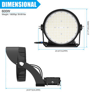 EN STOCK EN EE. UU. Proyector LED de Alta Potencia de 600W IP65 para Canchas de Tenis y Campos de Fútbol, Construcción de Aluminio, Garantía de 5 Años - Product Image 6