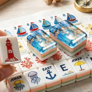 Jeu de <span class=keywords><strong>Mahjong</strong></span> américain au design unique « Monde Marin Magique » pour un jeu amusant - Product Image 1