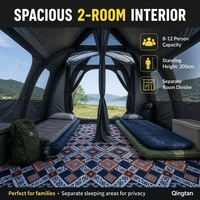 Tente double couche en tissu Oxford PE pour toutes saisons, vente en gros d'usine, deux chambres et un salon, pour 4 à 10 personnes, rembourrée et imperméable