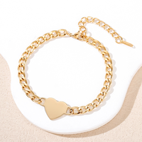 Bracelet chaîne cubaine vierge en acier inoxydable personnalisé Ywyougang, le plus vendu, avec pendentif cœur unisexe, idéal pour anniversaire, bijou simple pour couple, couleur or