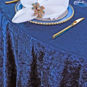 Custom <b>Round</b> Outdoors Party Banquet Wedding Spandex Velvet Woven Embroidered Durable Waterproof <b>Tablecloth</b> - Product Image 3