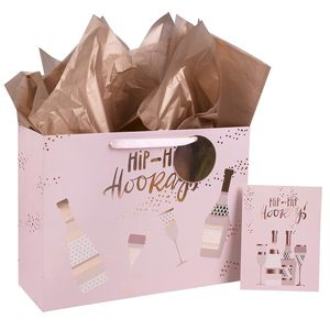 Bolsa de Papel de 15 Pulgadas con Logotipo Personalizado Impreso, Estampado en Relieve, Color Rosa, Bolsa de Papel Personalizada al por Mayor para Cumpleaños - Product Image 1