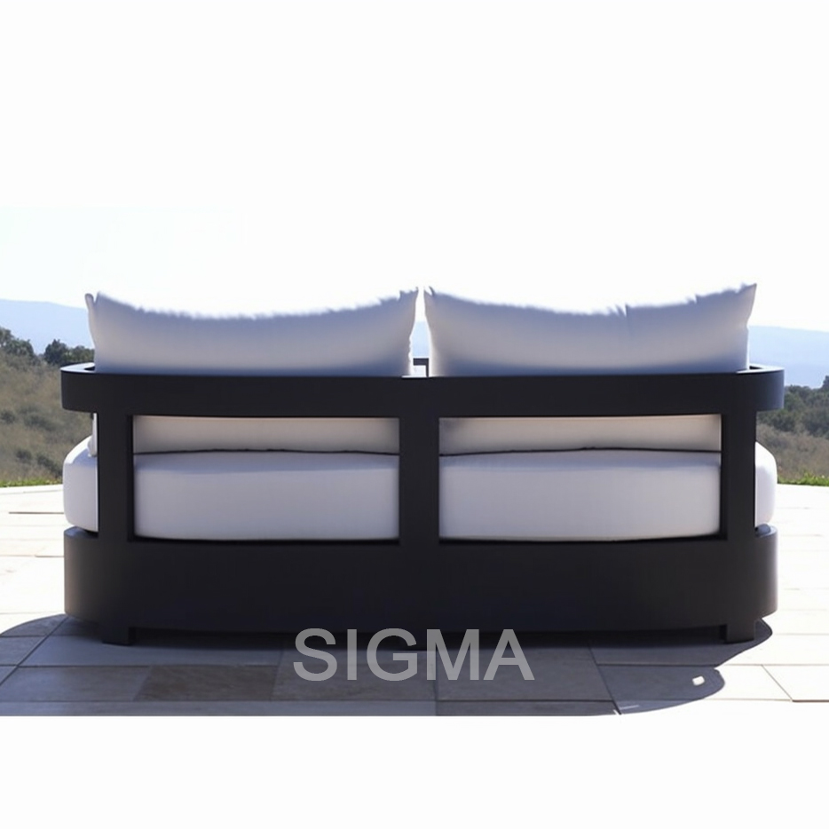 Customized aluminum garden double seats sofa outdoor patio metal aluminum lounge chaise sofa 2 seats