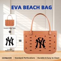 Sac de plage en EVA personnalisé, sac seau structuré imperméable, matériau en caoutchouc résistant pour les vacances d'été, grand sac fourre-tout