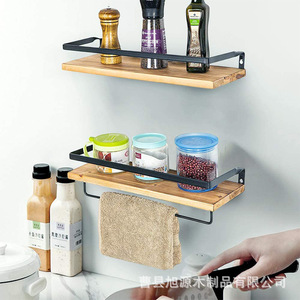 Drop shipping available for wooden wall-mounted towel <b>racks</b> and bathroom storage <b>shelves</b>. - Product Image 2