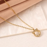 Collier et bracelet avec pendentif lettre D en strass de luxe léger, bijoux en acier inoxydable plaqué sous vide pour femmes