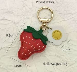 2025 Strawberry PU Leather Keychain Creative Fruit Design Suitable for Women's <b>Bag</b> Charm High Quality Leather Keychain Wholesale - Product Image 6