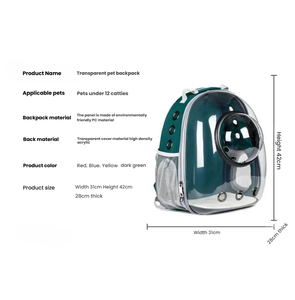 Şeffaf astronot uzay kapsülü evcil hayvan sırt çantası panoramik görünüm açık solunum kediler seyahat çantası için See-Through evcil hayvan taşıyıcı - Product Image 3