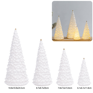 Redeco sáng tạo Cây giáng sinh bức tượng với LED đơn giản màu trắng gốm Cây giáng sinh ánh sáng ban đêm đồ trang trí quà tặng trang trí nhà - Product Image 2