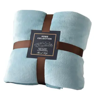 सर्दियों कस्टम सुपर नरम गरम ठोस सादे रंग बिस्तर फेंक चादरें मूंगा ऊन कंबल यात्रा नींद के लिए उपहार