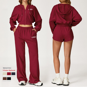 Sweat-shirt décontracté personnalisé, respirant et léger, avec cordon de serrage régulier, <span class=keywords><strong>ensemble</strong></span> de <span class=keywords><strong>jogging</strong></span> pour femmes, pantalon de sport, short de course pour la gym et le fitness - Product Image 4