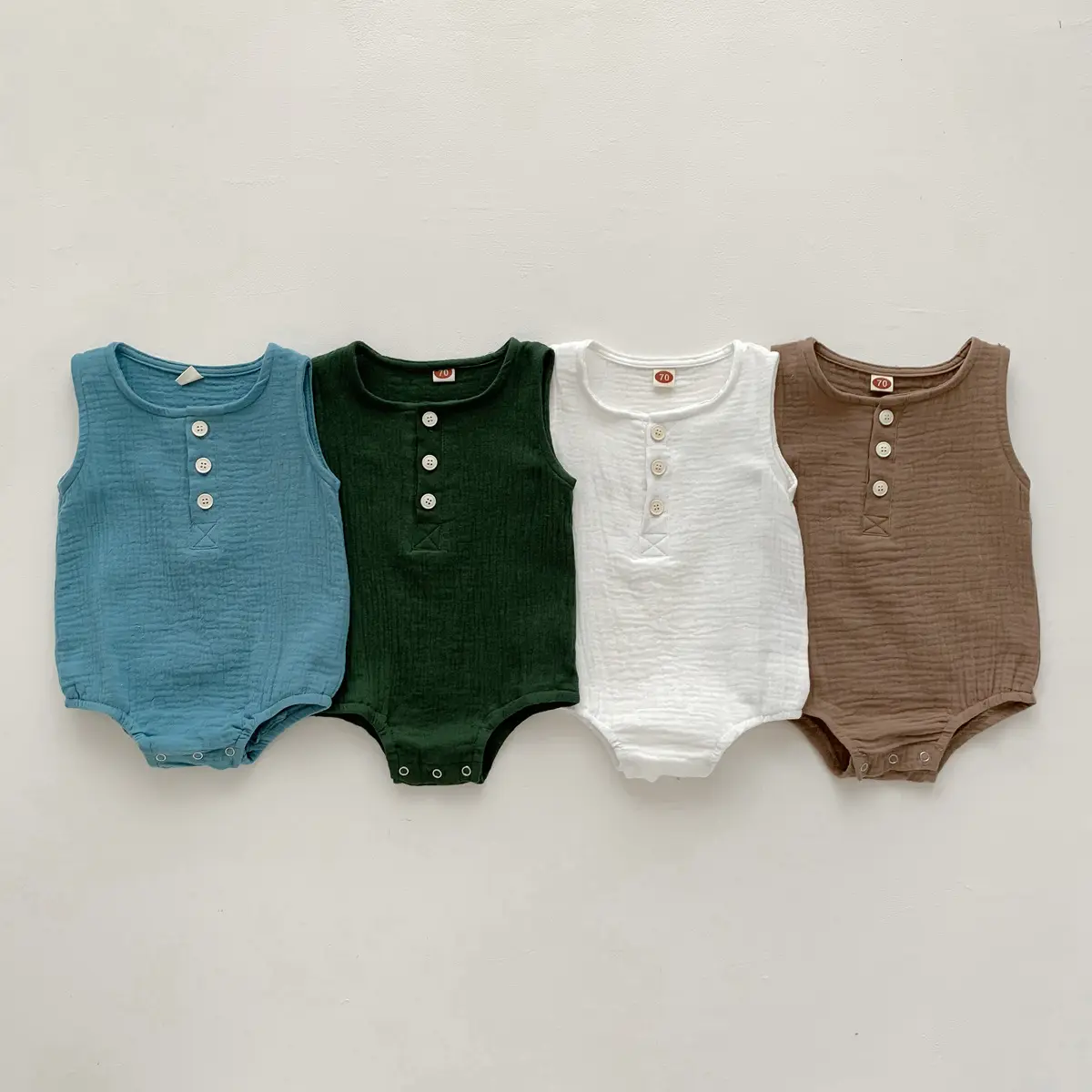 Baby summer thin gauze jumpsuit 0-2 years old boys and girls baby cotton breathable romper wholesale