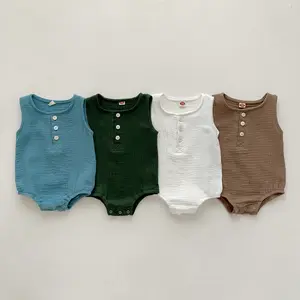 Baby-sommer dünner Gaze-Jumpsuit 0-2 Jahre alten Jungen und Mädchen Baby-Baumwolle atmungsaktiv Strampler Großhandel