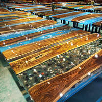 Table Rivière en Résine Époxy Direct Usine, Plateau en Bois Massif, Table Basse Bûche Vague, Table à Manger Créative, Décoration Maison