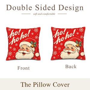 Fundas de almohada de lino de 18x18 pulgadas, estampadas por ambos lados, con diseño de Papá Noel, funda decorativa para cojín de sofá. - Product Image 4