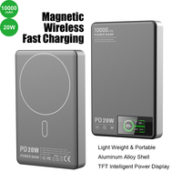 Batterie externe portable magnétique sans fil personnalisée 10000 mAh avec charge rapide PD20W, coque en alliage d'aluminium, affichage de puissance TFT, ODM W24-10000