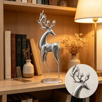 Figurine de cerf de Noël de luxe en fer, à poser sur table ou cheminée, ornement de maison lumineux, cadeau de Noël, décoration de fêtes