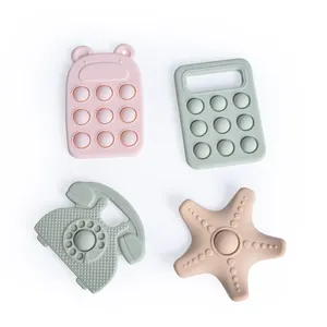Maysun new design arrival tooth care silicone baby telephone starfish computer shape hand teether toys bpa free