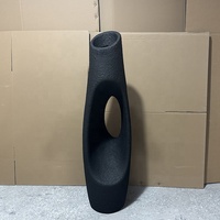 Pot Bunga Fiber Glass Hitam Tinggi Model Eropa Harga Pabrik, Ukiran Tangan Klasik Ramah Lingkungan untuk Luar/Dalam Ruangan