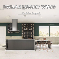 Meuble de cuisine modulaire haut de gamme en bois stratifié, design italien de luxe, entièrement moderne, écologique, avec crédence et évier laqué/acrylique