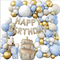 Kit de guirlande de ballons d'Halloween bleu macaron, blanc et or, best-seller, ensemble de chaînes de ballons en latex non toxique pour l'extérieur, pour fête