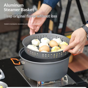 7.5L Large Capacity Outdoor Steaming & Boiling Integrated Pot, Dual-use Aluminum Alloy Portable <b>Camping</b> Cookware for Wild Cookin - Product Image 2