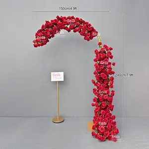 Beda DIY ดอกไม้คลาสสิกสีแดง Rose การจัดผ้าไหมประดิษฐ์ดอกไม้วันวาเลนไทน์งานแต่งงานฉากหลังงานปาร์ตี้ Arch