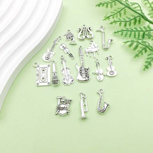 Pendentif en alliage d'argent antique en forme d'instruments de musique, formes variées, pour la fabrication de bracelets, accessoires de bijoux DIY - Product Image 3