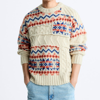 Logo personnalisé Oem Odm Jacquard Pull Col Rond Manches Longues Full Cut Pull Tricoté Tricoté Pull Homme