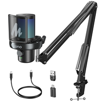 Microphone sans fil Maono DM40 Pro S avec support à bras ferme Logiciel de moniteur direct à changement de voix USB AI