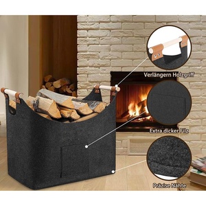 Sac de transport écologique en feutre pour bûches, pochette de rangement épaissie en non-tissé pour bois, panier organisateur en feutre pour allumettes de cheminée - Product Image 3