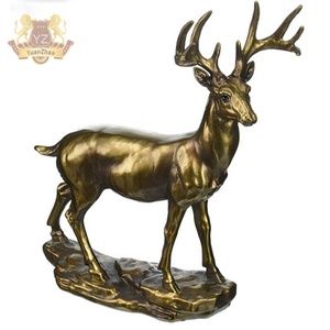 Statua di Cervo Maschio e Femmina a Grandezza Naturale in Metallo Bronzato per Decorazione di Giardini, Prati e Parchi - Product Image 6
